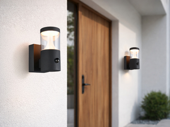 2er Set Außenwandleuchten Reihenschaltung geeignet, mit Bewegungsmelder H: 24cm