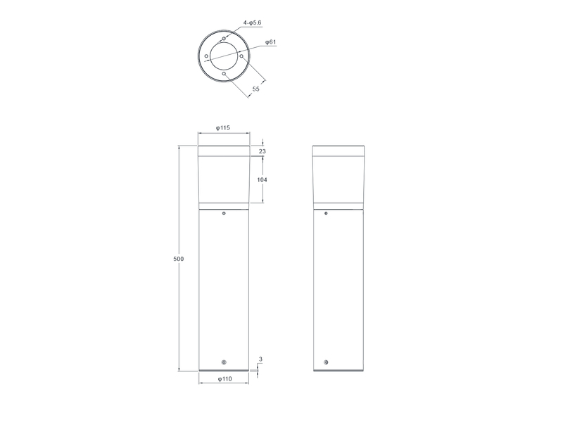2er Set LED Pollerleuchten Anthrazit zur Reihenschaltung geeignet, Höhe 50cm