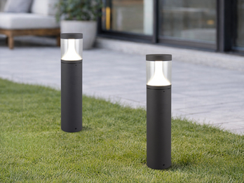 2er Set LED Pollerleuchten Anthrazit zur Reihenschaltung geeignet, Höhe 50cm