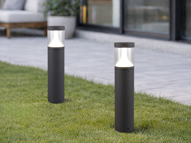 2er Set LED Pollerleuchten Anthrazit zur Reihenschaltung geeignet, Höhe 50cm