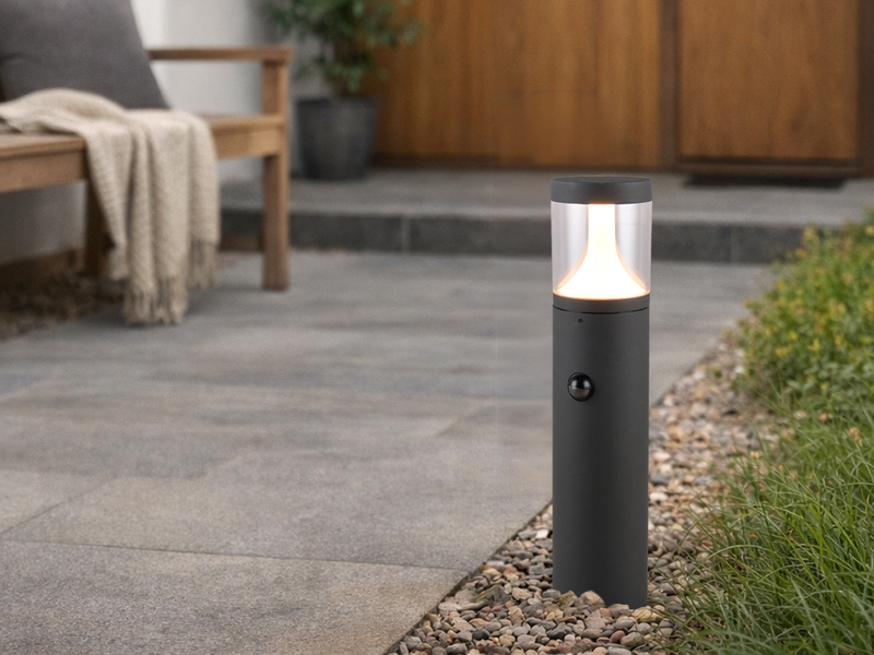 2er Set LED Pollerleuchten mit Bewegungsmelder zur Reihenschaltung, Höhe 50cm