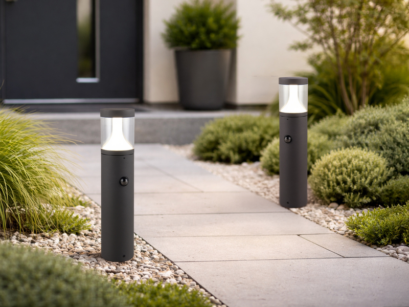 2er Set LED Pollerleuchten mit Bewegungsmelder zur Reihenschaltung, Höhe 50cm