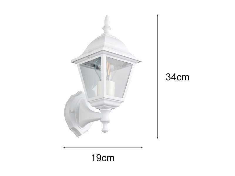 Außenwandleuchte LIVENZA Laterne stehend, Aluminium Weiß, Höhe 34cm