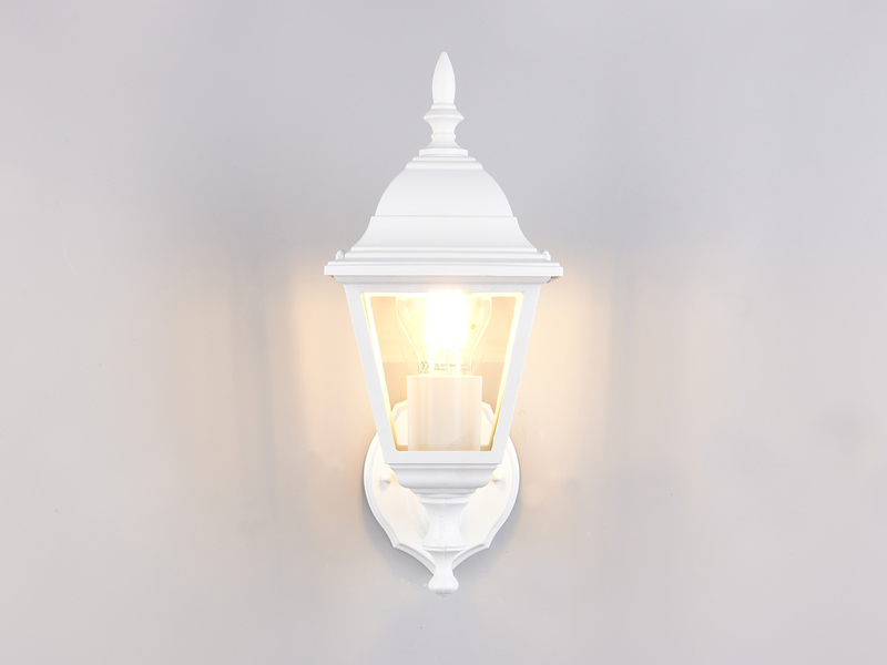 Außenwandleuchte LIVENZA Laterne stehend, Aluminium Weiß, Höhe 34cm