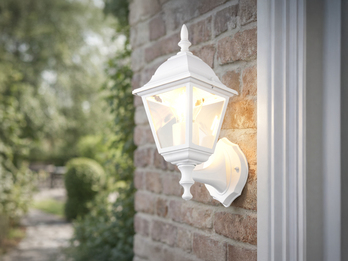 Außenwandleuchte LIVENZA Laterne stehend, Aluminium Weiß, Höhe 34cm