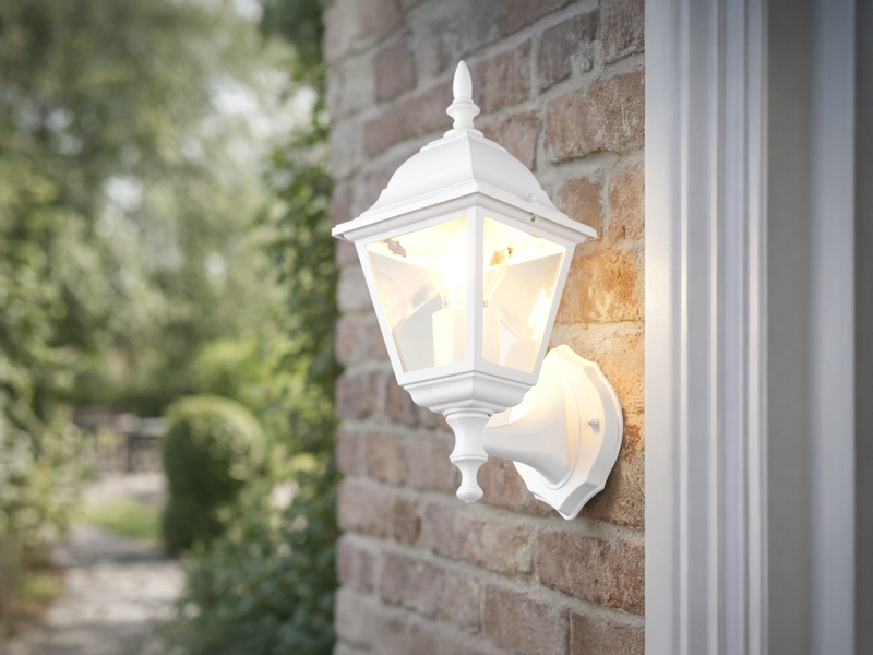 Außenwandleuchte LIVENZA Laterne stehend, Aluminium Weiß, Höhe 34cm