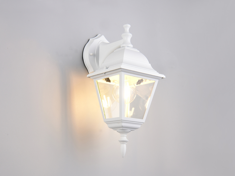 Außenwandleuchte LIVENZA Laterne hängend Aluminium Weiß, Höhe 34cm