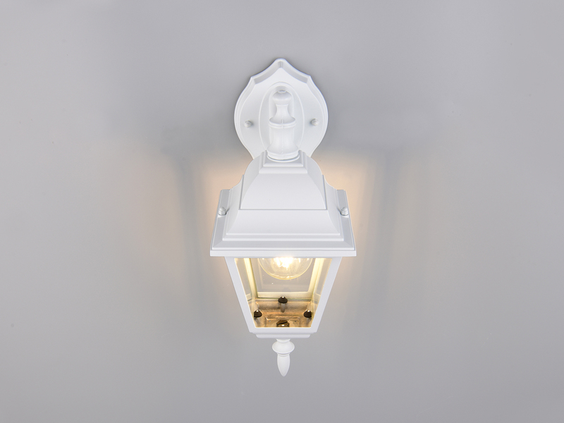 Außenwandleuchte LIVENZA Laterne hängend Aluminium Weiß, Höhe 34cm