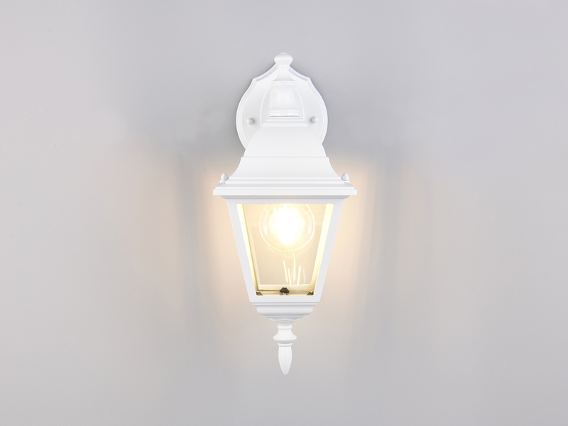 Außenwandleuchte LIVENZA Laterne hängend Aluminium Weiß, Höhe 34cm