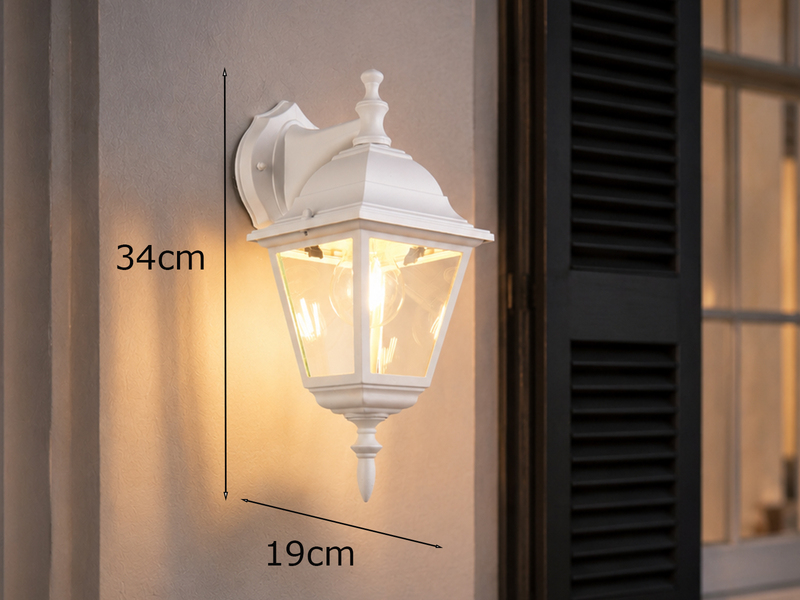 Außenwandleuchte LIVENZA Laterne hängend Aluminium Weiß, Höhe 34cm