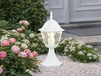 Sockelleuchte LIVENZA nostalgische Gartenlaterne, Aluminium Weiß, Höhe 39cm