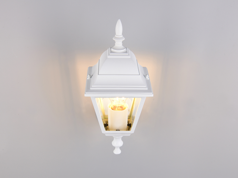 Außenwandleuchte Laterne stehend, Aluminium Weiß mit E27 LED, Höhe 34cm