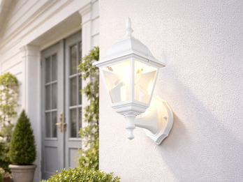 LED Außenwandleuchte Laterne stehend, Aluminium Weiß, Höhe 34cm