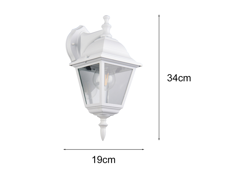LED Außenwandleuchte Laterne hängend, Aluminium Weiß, Höhe 34cm