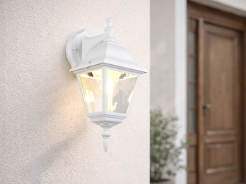 LED Außenwandleuchte Laterne hängend, Aluminium Weiß, Höhe 34cm