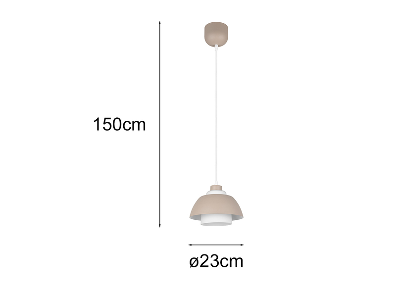 Kleine Pendelleuchte TILOS skandinavisch mit Metall- & Glasschirm Ø 23cm