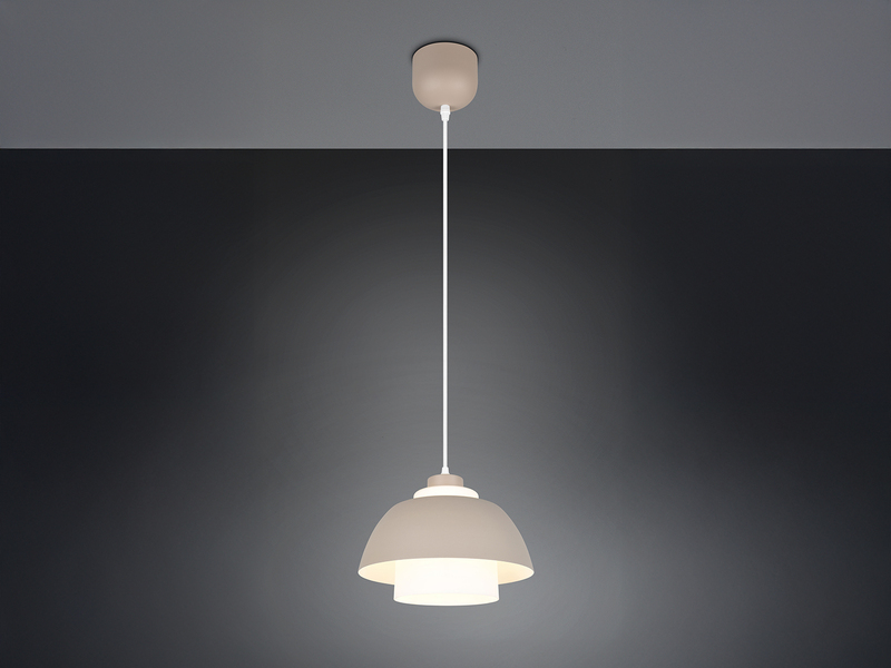 Pendelleuchte TILOS skandinavisch mit Metall- & Glasschirm Beige Weiß Ø 30cm