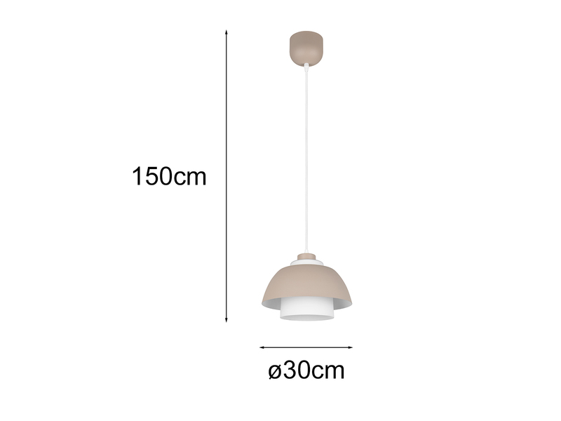 Pendelleuchte TILOS skandinavisch mit Metall- & Glasschirm Beige Weiß Ø 30cm