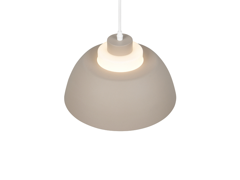 Pendelleuchte TILOS skandinavisch mit Metall- & Glasschirm Beige Weiß Ø 30cm