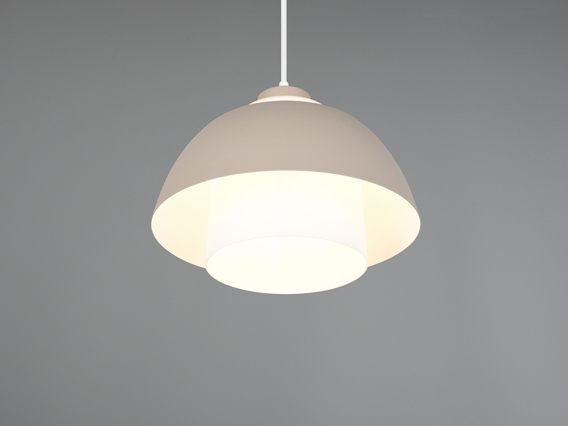Pendelleuchte TILOS skandinavisch mit Metall- & Glasschirm Beige Weiß Ø 30cm