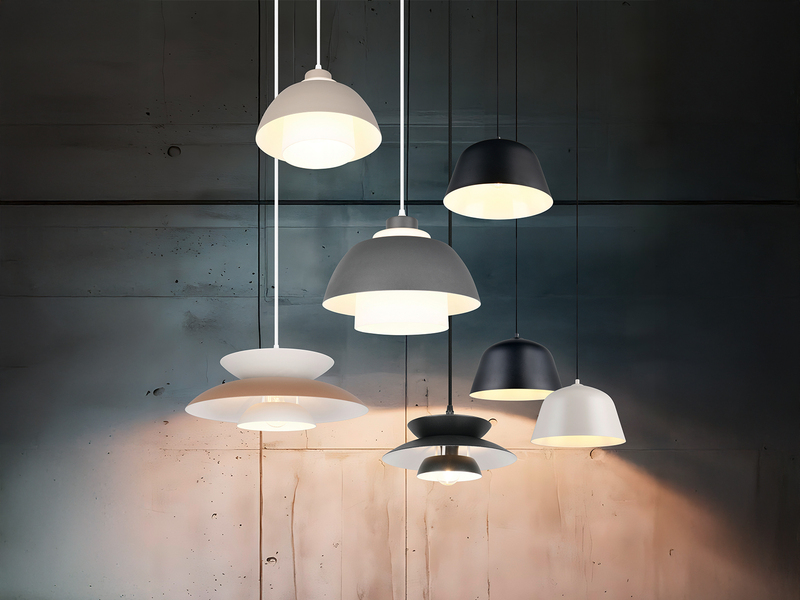 Pendelleuchte TILOS skandinavisch mit Metall- & Glasschirm Beige Weiß Ø 30cm