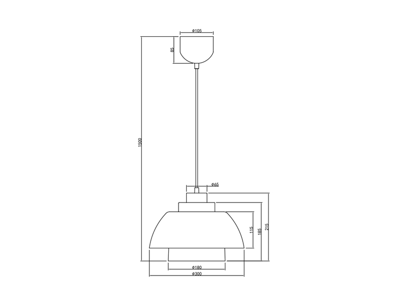 Pendelleuchte TILOS skandinavisch mit Metall- & Glasschirm Anthrazit Weiß Ø 30cm