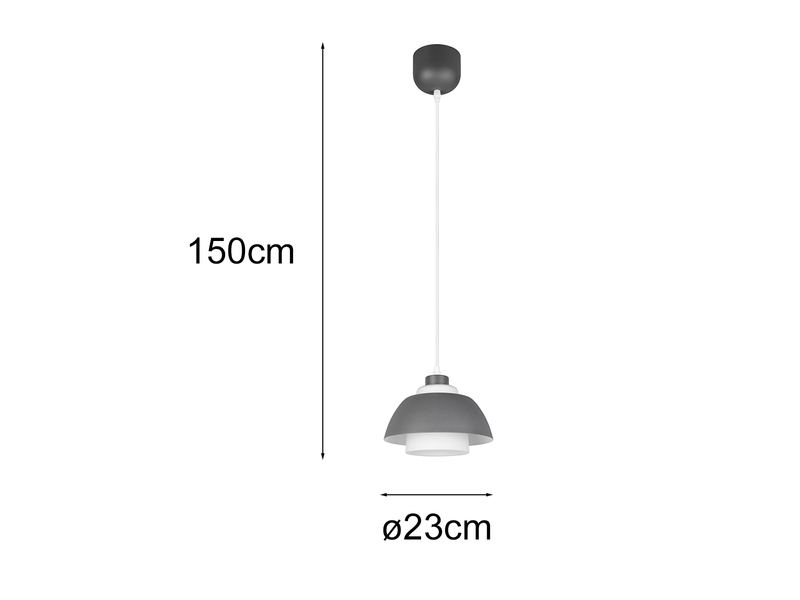 Kleine LED Pendelleuchte skandinavisch mit Metall- & Glasschirm Ø 23cm