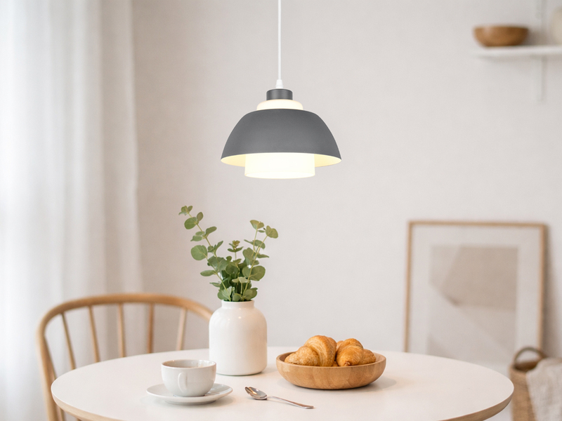 Kleine LED Pendelleuchte skandinavisch mit Metall- & Glasschirm Ø 23cm