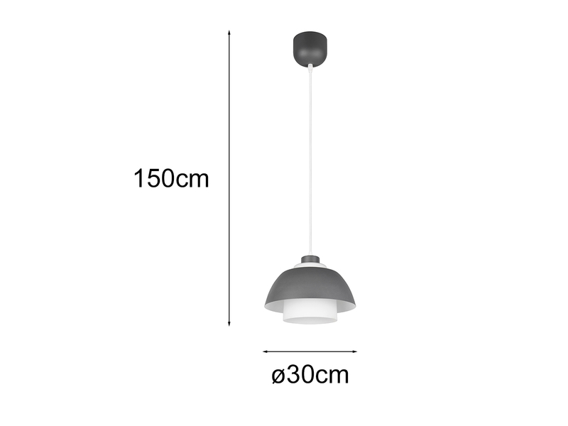 LED Pendelleuchte skandinavisch einflammig mit Metall- & Glasschirm Ø 30cm