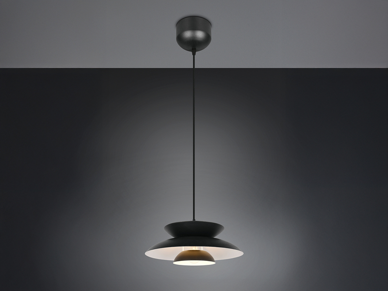 Pendelleuchte AMARILA skandinavisch mit Metall Lampenschirm Schwarz Ø 40cm