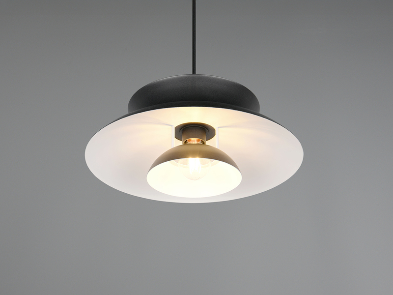 Pendelleuchte AMARILA skandinavisch mit Metall Lampenschirm Schwarz Ø 40cm