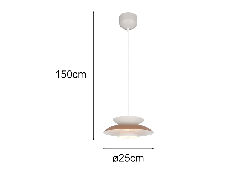 Pendelleuchte AMARILA skandinavisch mit Metall Lampenschirm Grau Braun Ø 40cm