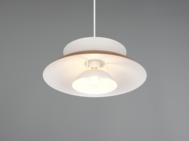 Pendelleuchte AMARILA skandinavisch mit Metall Lampenschirm Grau Braun Ø 40cm