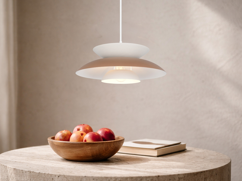 Pendelleuchte AMARILA skandinavisch mit Metall Lampenschirm Grau Braun Ø 40cm