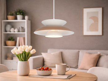 Pendelleuchte AMARILA skandinavisch mit Metall Lampenschirm Grau Braun Ø 40cm Pendelleuchte AMARILA skandinavisch mit Metall Lampenschirm Grau Braun Ø 40cm