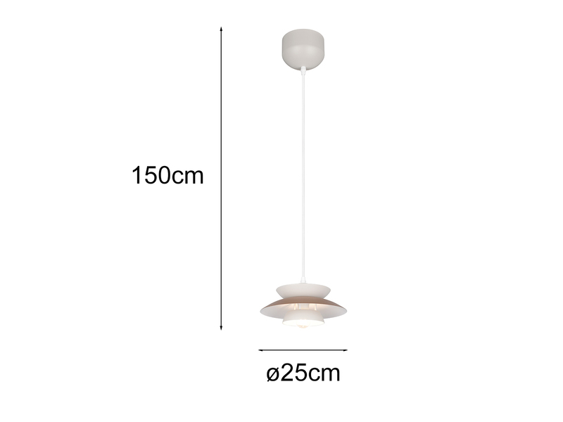 Pendelleuchte AMARILA skandinavisch mit Metall Lampenschirm Grau Braun Ø 25cm