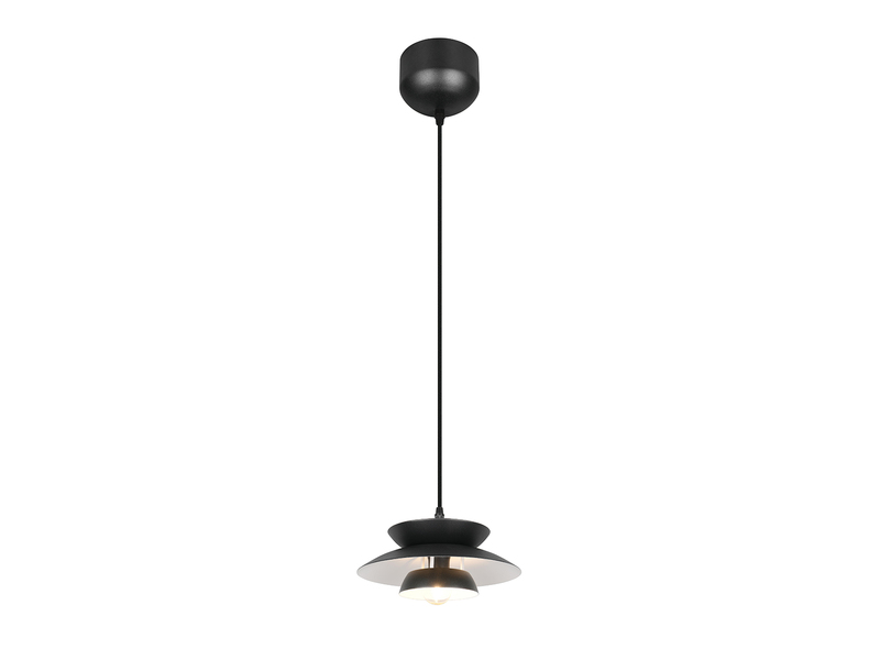 Pendelleuchte AMARILA skandinavisch mit Metall Lampenschirm Schwarz Ø 25cm