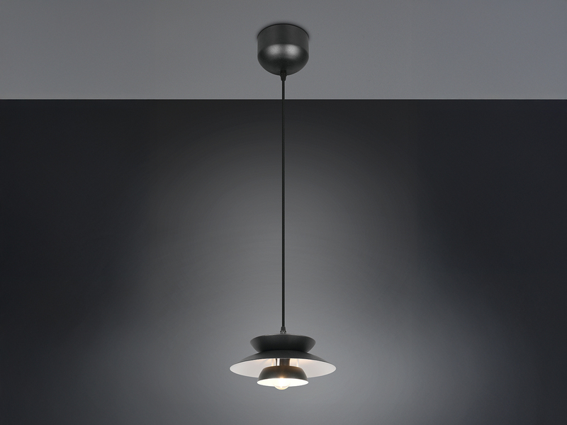 Pendelleuchte AMARILA skandinavisch mit Metall Lampenschirm Schwarz Ø 25cm