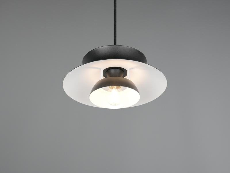 Kleine LED Pendelleuchte skandinavisch mit Metall Lampenschirm Schwarz Ø 25cm