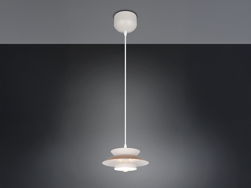 Kleine LED Pendelleuchte skandinavisch mit Metall Lampenschirm Grau Braun Ø 25cm