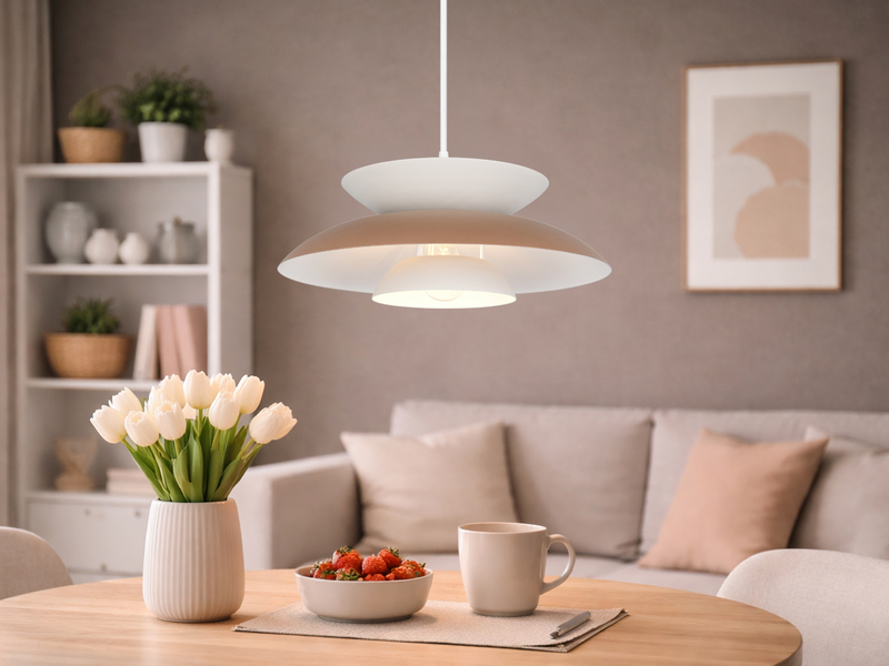 LED Pendelleuchte skandinavisch mit Metall Lampenschirm Grau Braun Ø 40cm