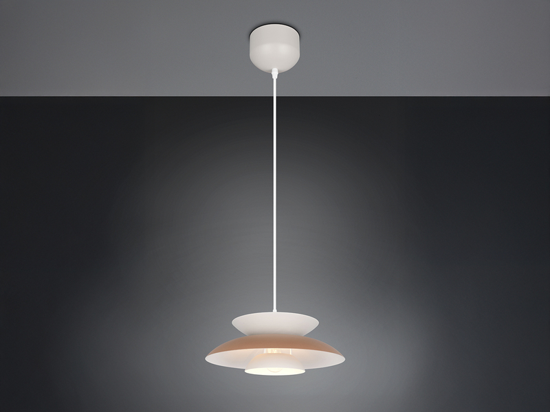 LED Pendelleuchte skandinavisch mit Metall Lampenschirm Grau Braun Ø 40cm