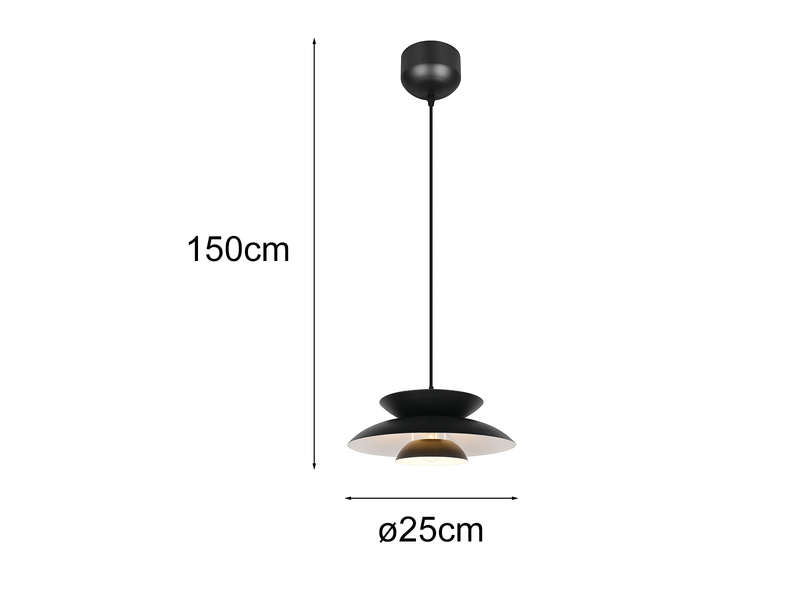 LED Pendelleuchte skandinavisch mit Metall Lampenschirm Schwarz Ø 40cm