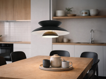 LED Pendelleuchte skandinavisch mit Metall Lampenschirm Schwarz Ø 40cm