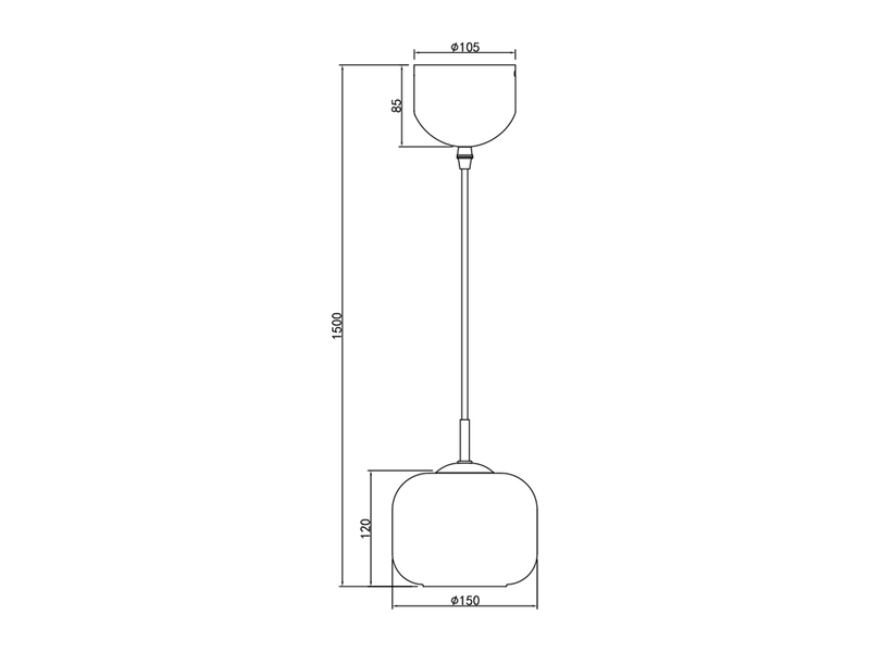 Kleine Pendelleuchte SIGNE einflammig mit Glas Lampenschirm Weiß Ø 15cm
