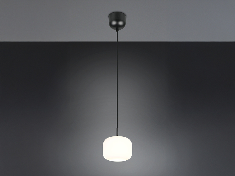 Kleine LED Pendelleuchte einflammig mit Glas Lampenschirm Weiß Ø 15cm