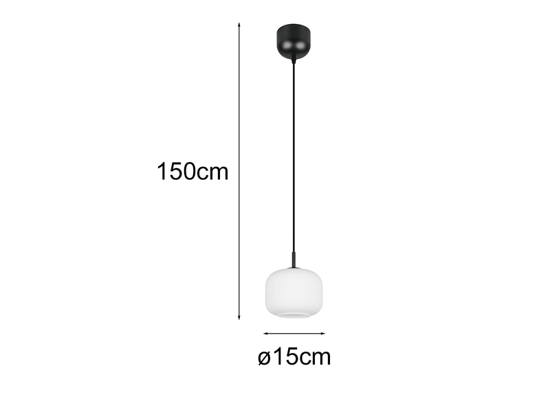 Kleine LED Pendelleuchte einflammig mit Glas Lampenschirm Weiß Ø 15cm