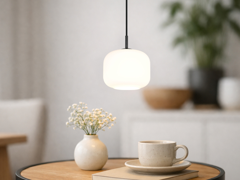 Kleine LED Pendelleuchte einflammig mit Glas Lampenschirm Weiß Ø 15cm