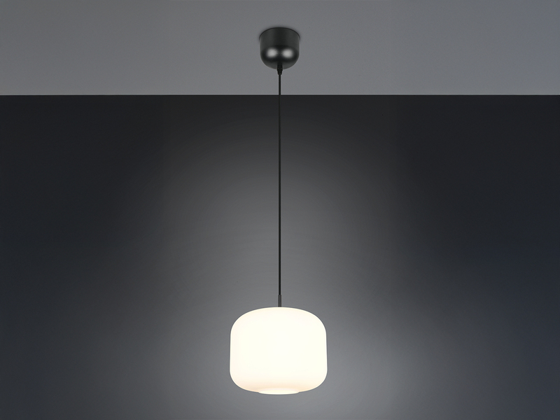 Kleine LED Pendelleuchte einflammig mit Glas Lampenschirm Weiß Ø 25cm