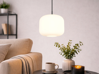 Kleine LED Pendelleuchte einflammig mit Glas Lampenschirm Weiß Ø 25cm